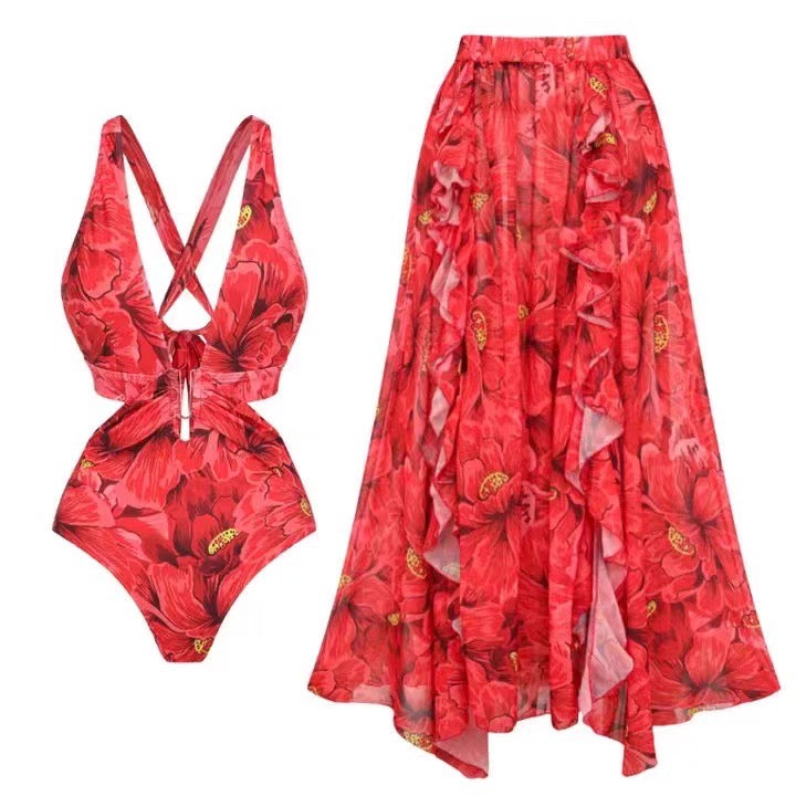 Hibiscus - Monkini & skirt set